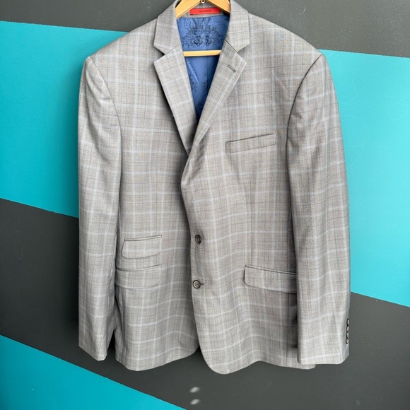Ted Baker Light Gray Checkered Blazer - Picture 3 of 14